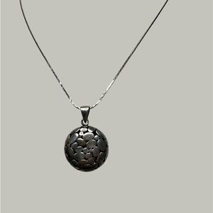 168 Sterling Silver Domed Pebble Design Pendant on Silver Coated Cobra Chain